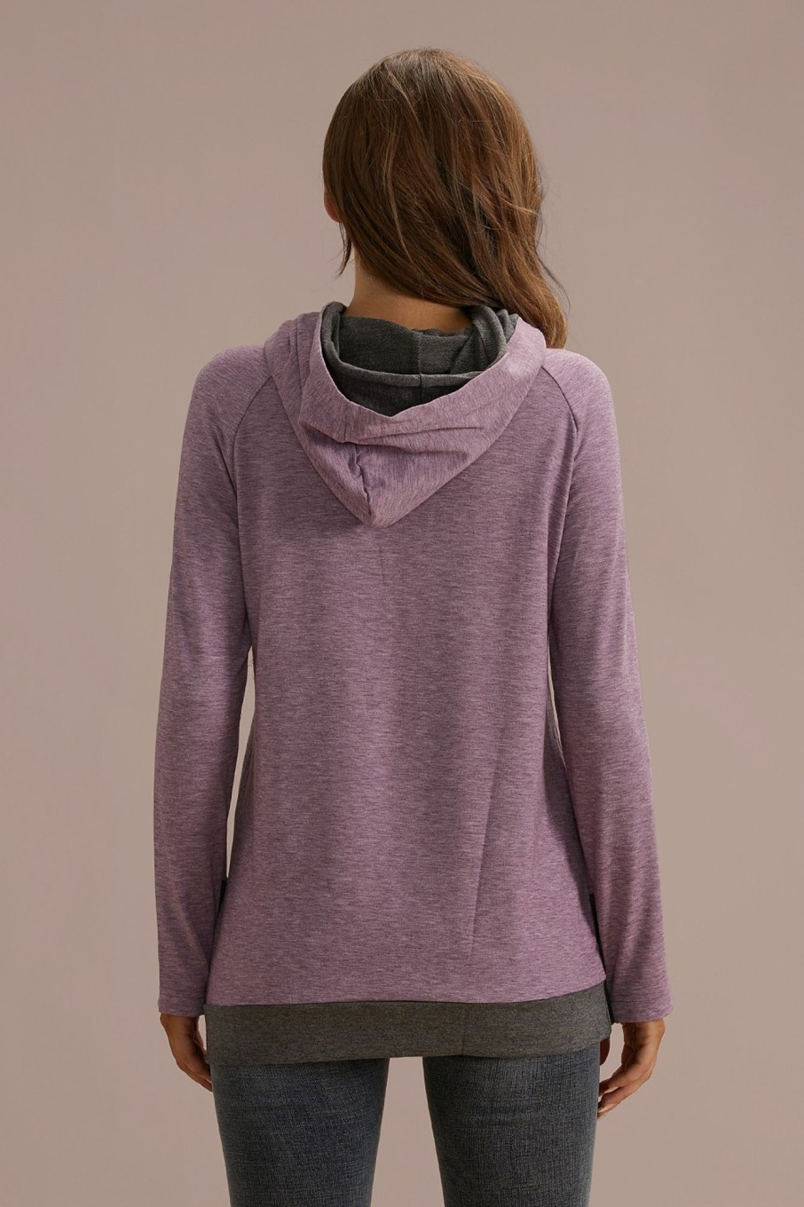 New Casual Long Sleeve Drawstring Hoodie Purple