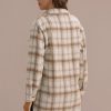 Best Plaid Long Sleeve Collared Neck Shirt Jacket Shacket Taupe