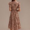 Best Lace Short Sleeve Round Neck Tiered Midi Dress Floral