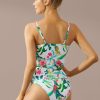 Best Tropical Floral Print V Neck Tankini Set Multi