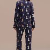 Wholesale Christmas Dogs Print Long Sleeve Collared Neck Buttons Pj Set Multi