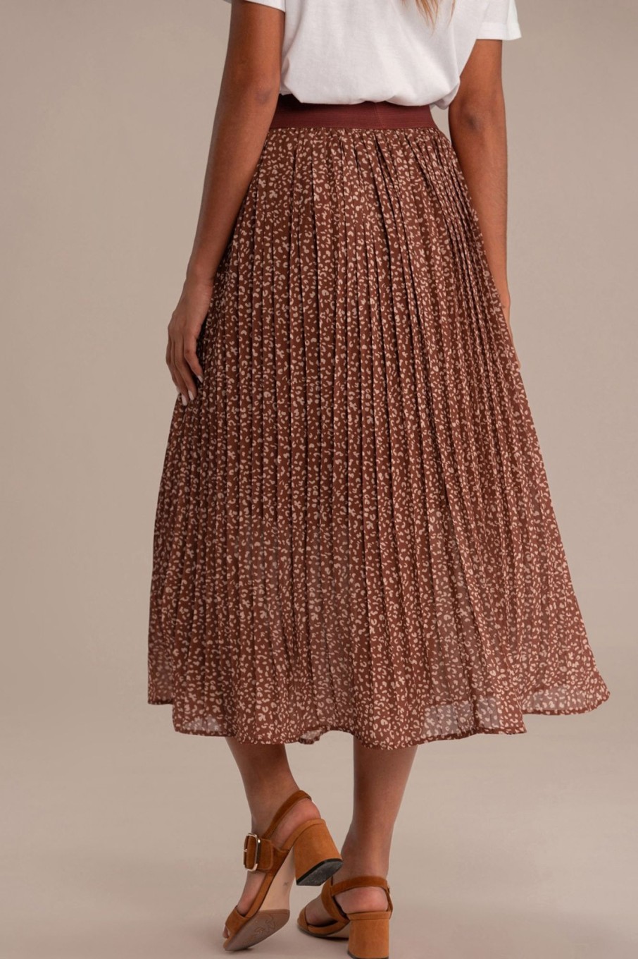 Online Leopard Print Elastic Waist Midi Skirt Mauve