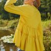 Hot Casual Elegant Long Sleeve V Neck Ruffle Shirt Blouse Yellow