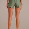 Clearance Elastic Waist Pocketed Shorts Olive