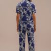 Hot Floral Short Sleeve Collared Neck Pj Set Navy