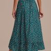 Wholesale Floral Elastic Waist Ruffle Midi Skirt Green