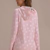 Clearance Sweetheart Print Long Sleeve Halfzip Side Pockets Hoodie Pink