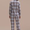 New Casual Plaid Long Sleeve Collared Neck Buttons Pj Set Multi