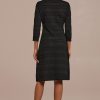 Online 3/4 Length Sleeve Buttons Midi Dress Black