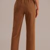 Online Smocked Waist Straight Leg Jeans Brown