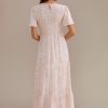 Wholesale Short Sleeve Round Neck Smocked Tiered Maxi Dress Floral