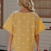 Best Half Sleeve Round Neck Cotton Top Yellow