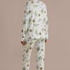 Hot Floral Long Sleeve Collared Neck Buttons Pj Set Cream