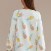 Best Pineapple Print Round Neck Long Sleeve Sweatshirt White