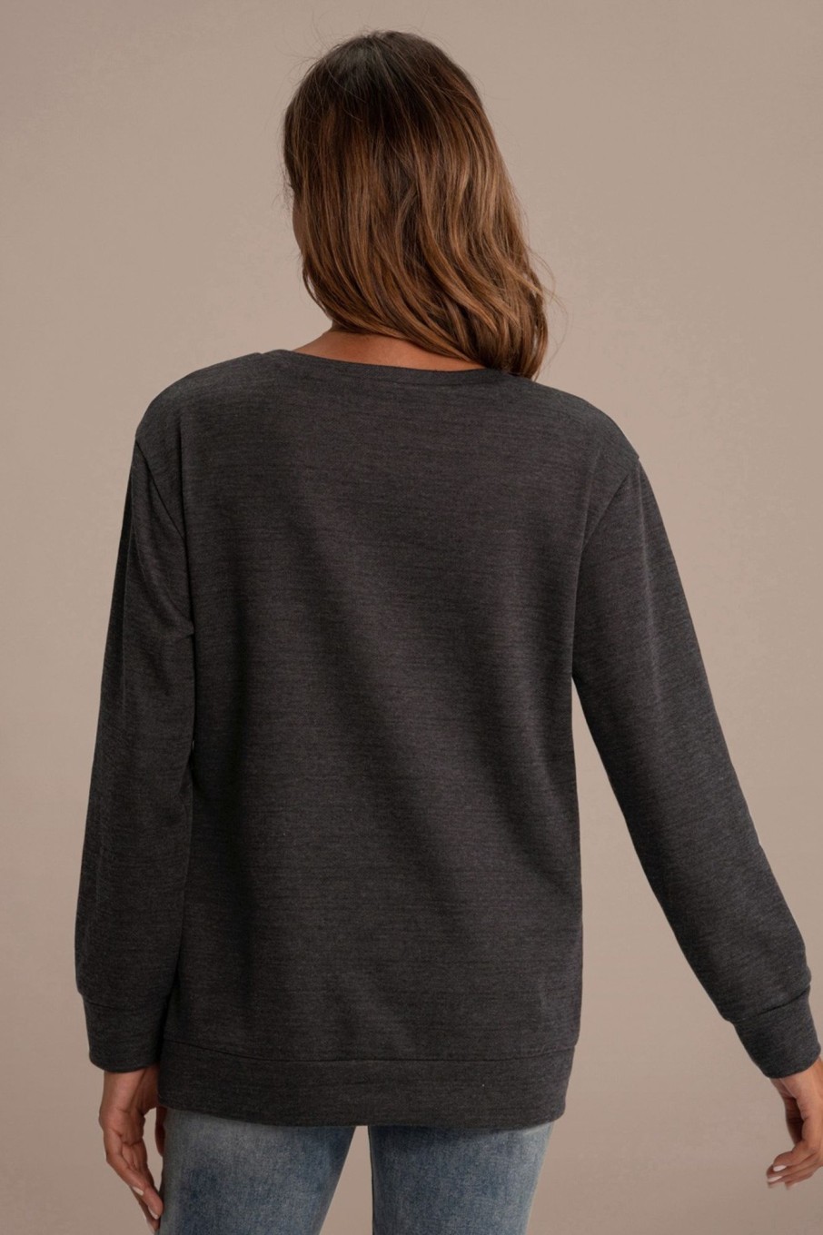 Online Christmas Print Round Neck Long Sleeve Sweatshirt Dark Grey