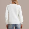 Hot Long Sleeve Round Neck Cute Sweaters Ivory