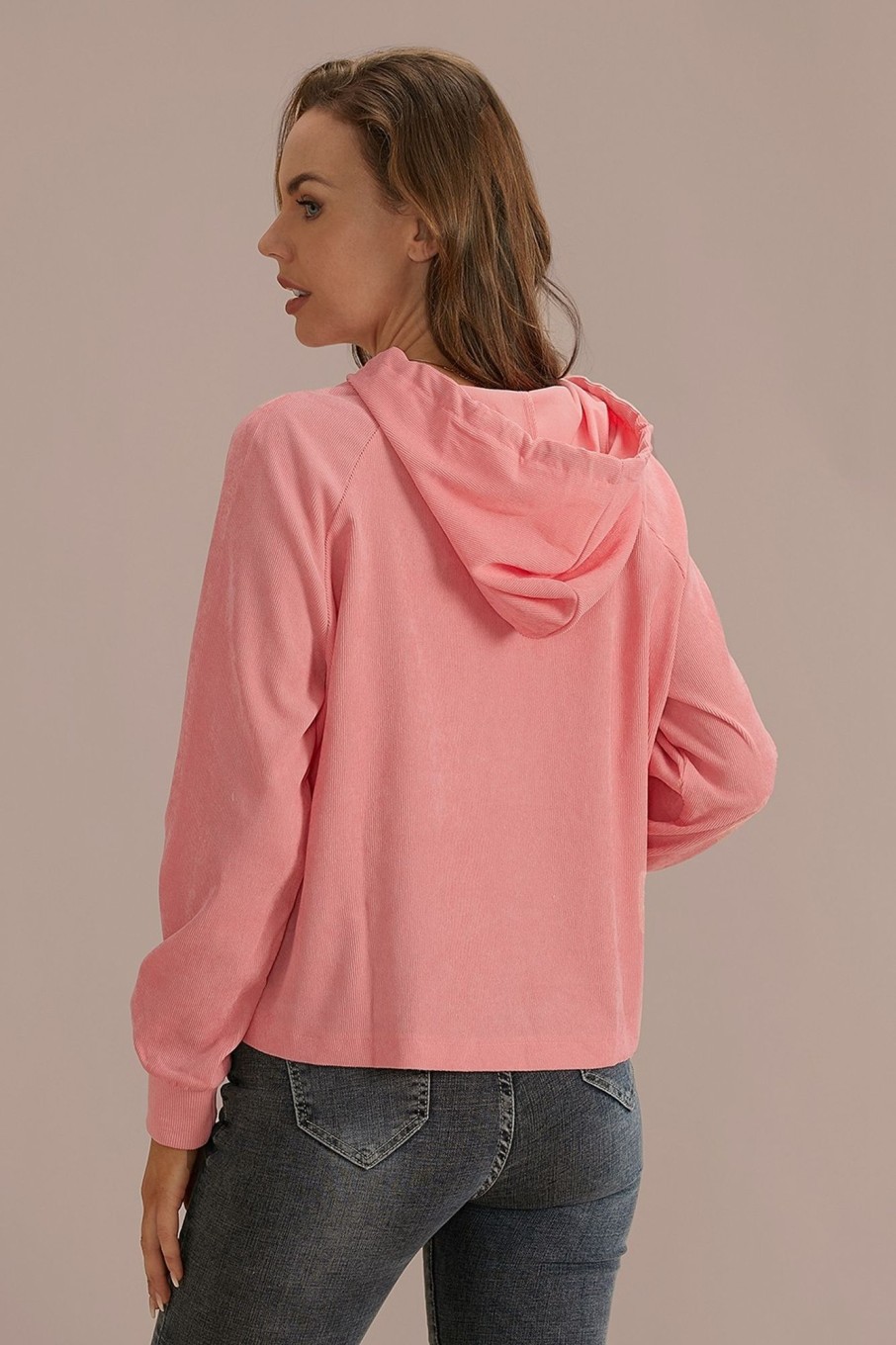 Hot Long Sleeve Casual Sport Hoodie Top Pink