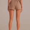 Clearance Elastic Waist Pocketed Shorts Taupe