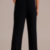 Clearance Drawstring Waist Wide Leg Pants Black