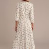 Online 3/4 Sleeve V Neck Buttons Tiered Maxi Dress With Pockets Floral