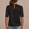 Clearance Lace Short Sleeve High Neck Top Black