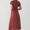 Best Floral Short Sleeve V Neck Button Maxi Dress Crimson