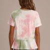 Online Multicolor Tie Dye Short Sleeve Round Neck Peplum Shirt Multi Color