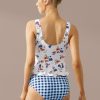 Hot Two Piece Floral Print Party Tankini Set Blue