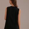 New V Neck Sleeveless Embroidered Top Black