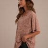 Online Animal Print V Neck Front Pocket Top Rust