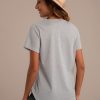 Best Grey Ribbed V Neck Short Sleeve Button Detail Top Heather Grey