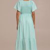 Wholesale Short Sleeve V Neck Smocked Tiered Maxi Dress Floral