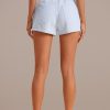 Hot Elastic Waist Cuffed Shorts Light Blue