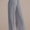 Online Drawstring Waist Wide Leg Pants Gray