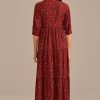 Online Floral Half Sleeve V Neck Maxi Dress Rust