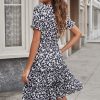 Wholesale Fashion Beach Floral Layer Midi Dress Black