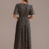 Best Floral Short Sleeve Round Neck Midi Dress Multi Color