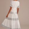 Online Half Sleeve V Neck Summer Maxi Dress White