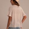 Hot Casual Solid Round Neck Ruffle Sleeve Blouse As Picture