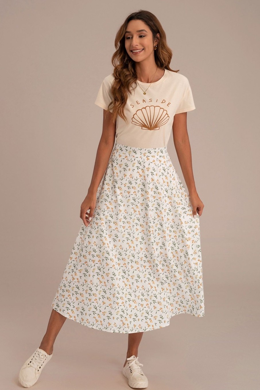 Online Casual Print Midi Skirt Floral