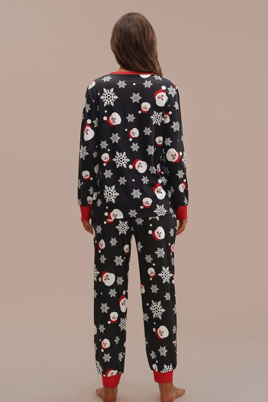 Best Christmas Print Long Sleeve Round Neck Pj Set Multicolor