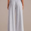 Online Striped Smocked Waist Wide Leg Pants Grey