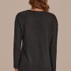 Clearance Long Sleeve Round Neck Textured Top Black