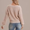 Best Knit Neutral Long Sleeve Square Neck Sweater Wheat