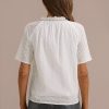 Clearance Short Sleeve V Neck Cotton Top White