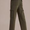 Wholesale Drawstring Waist Wide Leg Cargo Pants Olive