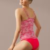 Online Plaid V Neck Tankini Set Red