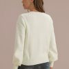 Clearance Warm Up Round Neck Dots Adorable Sweater White