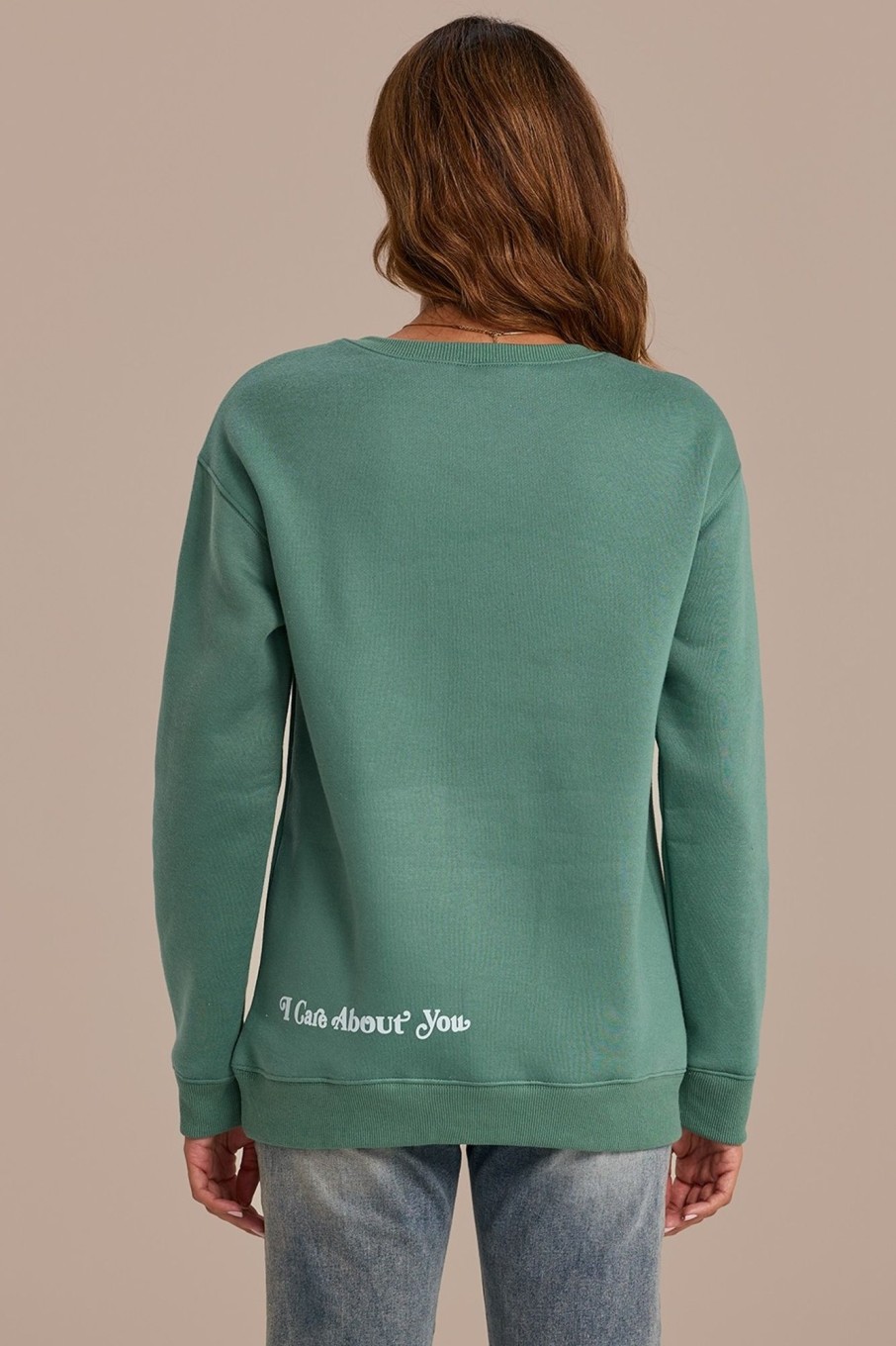 Best Solid Round Neck Long Sleeve Casual Sweatshirt Sea Green