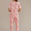 Hot Cherry Print Short Sleeve Round Neck Pj Set Pink